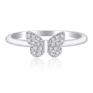 Anello F583 a Farfalla con Diamante in Argento per Donna, Elegante per Uso Quotidiano, Taglio Brillante Rotondo, Pietra Principale Naturale Colore G - Product Image 6