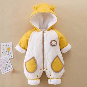<b>Toddler</b> Cotton Romper Baby Winter Coat Button Long Sleeve Cute Baby <b>Snowsuit</b> Fleece <b>Snowsuit</b> Romper Hooded Onesies - Product Image 6