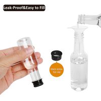 Mini bouteille ronde à col long en plastique PET pour spiritueux, 50 ml, 100 ml, 150 ml
