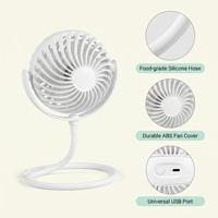 Ventilateur de bureau électrique LED, rechargeable par USB, portable, pliable, pour l'extérieur, 4 pales, en plastique, pour la maison, été