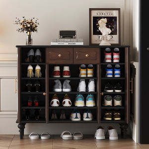 Zapatero de entrada de gran capacidad para el hogar clásico de estilo francés, armario moderno de almacenamiento de zapatos de madera - Product Image 2