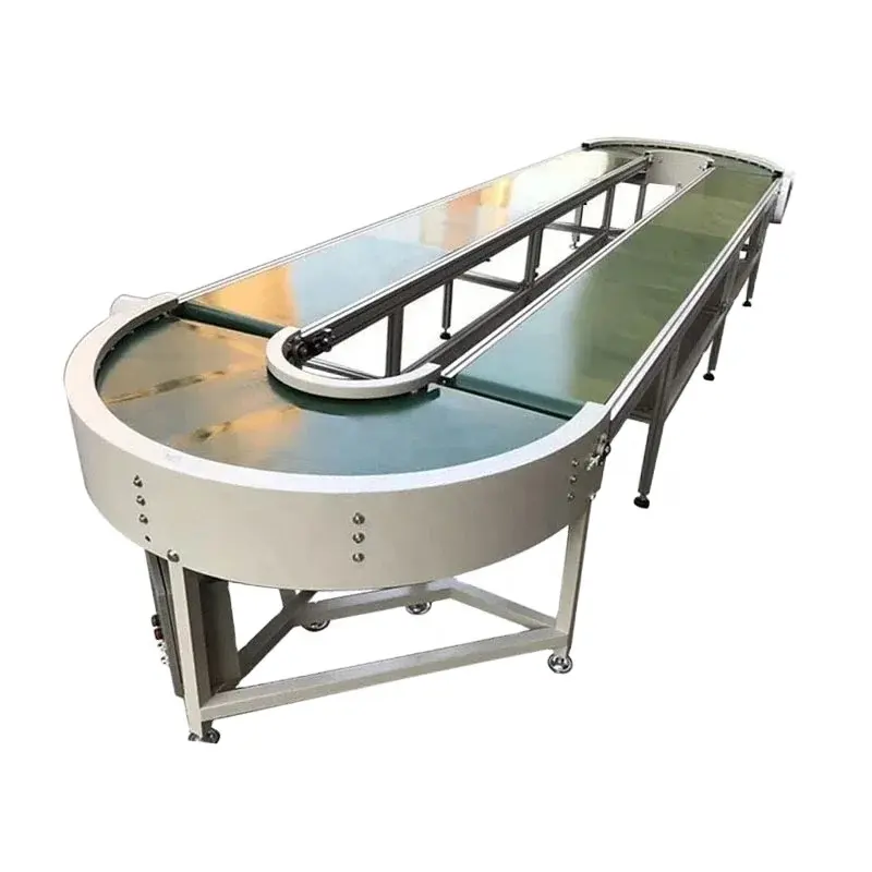 Chinese factory high quality curved conveyor 90 and 180 degree turning belt conveyor