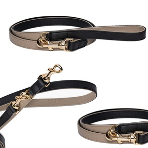 Tali anjing kulit asli mewah kedap air Vegan Pu timbal hewan peliharaan panjang 180cm bebas genggam ganda desainer kustom untuk anjing - Product Image 2