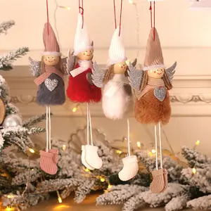 Neue Weihnachts dekorationen Weihnachten niedlich bunte Plüsch Engel Puppe Anhänger Weihnachts baum Ornamente Fenster Desktop-Dekoration