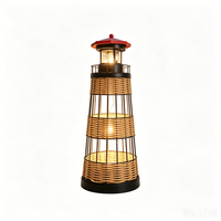 Lampe solaire de jardin étanche en rotin, style phare, pour allée et jardin extérieur