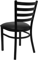 Chaises de salle à manger pour la série Black Ladder Back, chaise de salle à manger en métal - siège en vinyle noir, meubles de maison