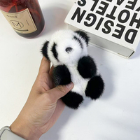 Mini Charme en fourrure de vison panda de qualité supérieure, incroyablement dense, brillant, mignon et captivant, à porter