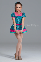 Filles Brillant Sequin Tissu Vert Rose Chaud Jazz Danse Robes Avec Tutu Jupe Ballet Costume pour Performance