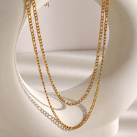 Collier chaîne Figaro minimaliste en acier inoxydable plaqué or 18 carats PVD, sans ternissement, pour femme, accessoires de bijouterie