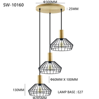 Luminaire suspendu en fer et métal décoratif moderne 220V E27, cage en fer, LED, salon, chambre à coucher, style antique en bois