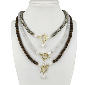 Collar de cuentas de piedras preciosas de 4*6MM, Ojo de Tigre, lapislázuli de Jade amarillo, bonito collar con colgante de perlas reales como regalo, collar de bloqueo OT - Product Image 3