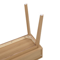 Console et table de toilette modernes en MDF grain de bois chêne sauvage beige avec 2 tiroirs pour chambre, hôtel, salon