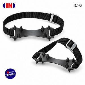 Crampons à glace pour bottes de travail, 6 points d'ancrage, en acier estampé, avec sangle en sangle tissée, pour allées glacées, paire, fabricant OEM ODM, Taïwan - Product Image 2