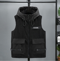 Liu Ming vente chaude produits 2025 hiver hommes décontracté chaud épais gilet veste sans manches laine d'agneau à capuche coupe-vent gilets