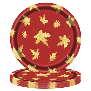 Ensemble de vaisselle jetable pour fête sur le thème des feuilles d'érable d'automne, assiettes, gobelets, serviettes, couverts, mariage, fête du Nouvel An, style élégant - Product Image 5