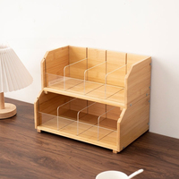 Boîte de rangement pour sachets de thé en bambou carrée à 3 niveaux, pliable, écologique, style américain, organisateur en bois pour sachets de café, de sucre, cuisine