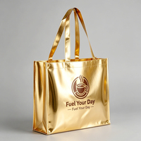 Sac fourre-tout de luxe holographique irisé métallisé en PP non tissé, personnalisable avec logo, durable, pour promotion de marque, courses et cadeaux