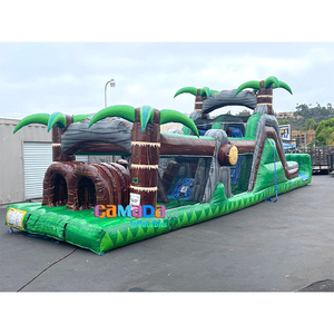 Nhiệt đới Inflatable thương mại Nhà bị trả lại trượt Combo Rừng Nhiệt Đới chướng ngại vật Bouncer và trượt Combo - Product Image 1