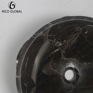 Vasque en granit naturel, lavabo rond, finition polie, montage sur le dessus, robinet à un seul trou, design minimaliste, vasque de salle de bain - Product Image 6