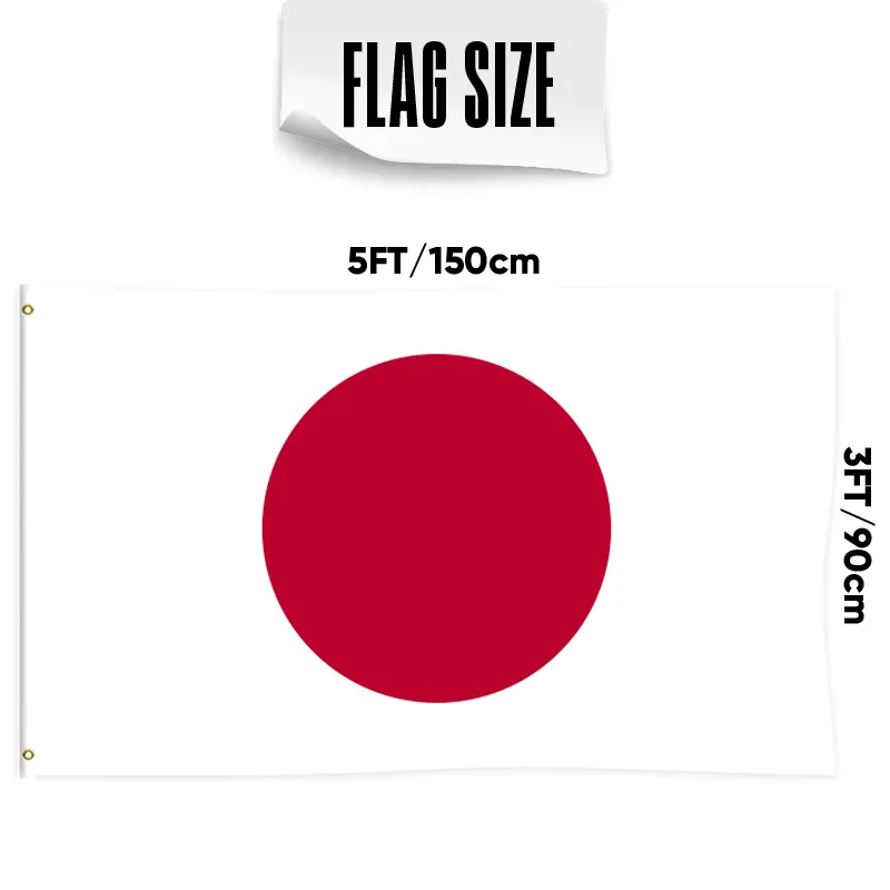 カスタム印刷された片面3x5ft日本国旗。すべての国旗と表示旗用にカスタマイズ可能です。