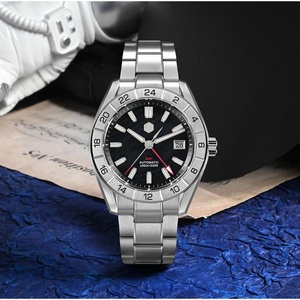 Reloj San Martin SN0130G de 42 mm para Hombre, NH34 GMT, Esfera de Nácar Natural, Fecha a las 3 Horas, Automático, Cristal de Zafiro, Luminoso Azul BGW-X1, Reloj de Vestir - Product Image 3