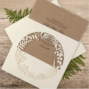 Cartes d'invitation <span class=keywords><strong>Ecco</strong></span> Kraft naturelles découpées au Laser et cartes d'invitation d'anniversaire - Product Image 1