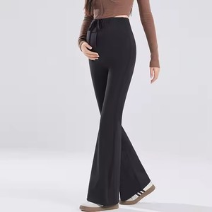 Pantalon d'hiver taille haute évasé Yoga Pantalon <span class=keywords><strong>enceinte</strong></span> Doublure en <span class=keywords><strong>polaire</strong></span> Chaud <span class=keywords><strong>Femme</strong></span> Sport Pantalon à fond cloche Leggings Pantalon de maternité - Product Image 5