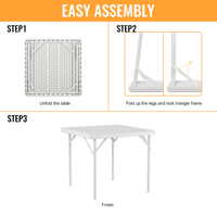 Table de salle à manger carrée en plastique, grande, durable, pratique, imperméable, légère, pliable, empilable, pour l'extérieur, les parcs, les salons