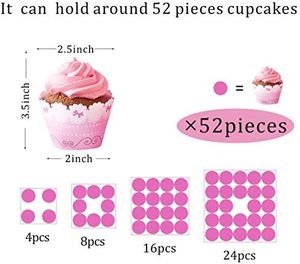 Support à cupcakes carré à 4 niveaux en acrylique transparent moderne et portable avec guirlande lumineuse LED <span class=keywords><strong>rose</strong></span> pour mariages et fêtes d'anniversaire - Product Image 6