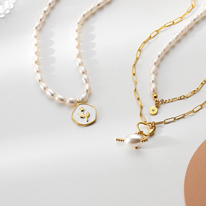 18K זהב מצופה נירוסטה קובני שרשרת מים מתוקים הבארוק פרל תכשיטי נשים מעדן טבעי מים מתוקים פרל שרשרת - Product Image 2