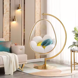 Fauteuil suspendu en rotin en forme d'œuf, design moderne, pour intérieur et extérieur, mobilier de jardin en métal et cannage, balançoire de patio - Product Image 6