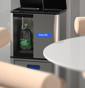 2024 grande capacità 60L 16 GallonTouchless 3 scomparti funzione di stoccaggio bidoni della spazzatura sensore in acciaio inossidabile pattumiera - Product Image 4