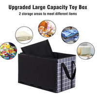 Grande boîte de rangement pliable pour jouets avec couvercle, coffre organisateur pour jouets en peluche