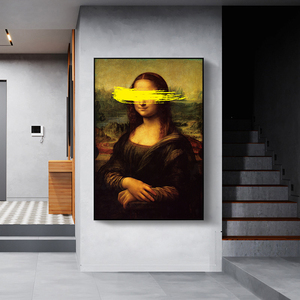 La Mona Lisa <span class=keywords><strong>de</strong></span> Leonardo <span class=keywords><strong>Da</strong></span> <span class=keywords><strong>Vinci</strong></span>, Reproducciones <span class=keywords><strong>de</strong></span> Pinturas en Lienzo, Cubre Ojos, Divertidas Cuadros Decorativos para Pared - Product Image 4