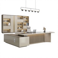 Escritorio de Madera en Forma de L, Diseño Moderno, Lujoso y Duradero, con Gabinete de Almacenamiento de Gran Capacidad, Color Personalizable, para Oficina en Casa