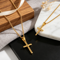 Collier pendentif croix en acier inoxydable plaqué or 18 carats, bijoux religieux pour hommes, style hip-hop chrétien, tendance, vente en gros