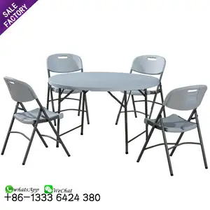 Table pliable et ronde en plastique blanc, vente en gros, meuble d'extérieur pour mariage, banquets et chaises, ensemble pour événements, livraison gratuite