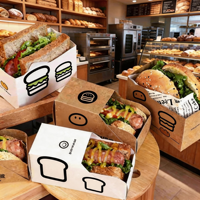 ETpack Vente en gros Boîte d'emballage de qualité alimentaire Boîte de papier Boîte d'emballage pour sandwich et hamburger Petit déjeuner