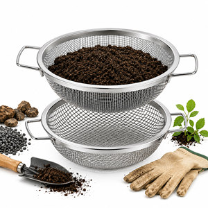 Galvanized Steel Soil Sifter Screens 1/4 1/8 <b>Mesh</b> 1.0MM <b>Wire</b> Gauge 30cm Diameter for 5 Gallon Buckets Filter Set - Product Image 1