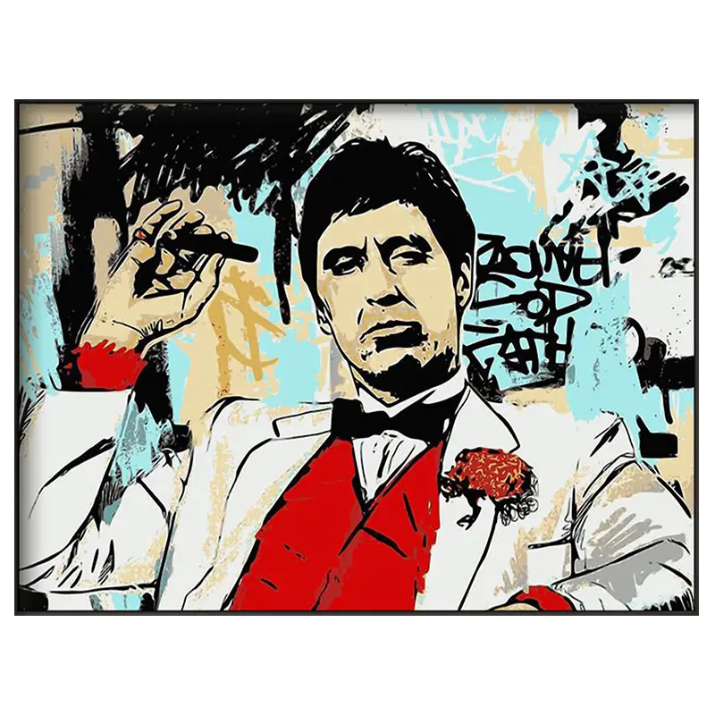 Graffiti Classic Movie Godfather Canvas Painting Posters and Prints Wall Art Pictures Oil Carton Portrait Mural C-20211121-4