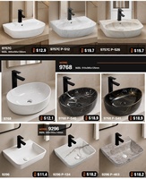 Lavabo en céramique Kidoir à effet marbre par impression par transfert d'eau, en stock, prix attractif, pour comptoir ou table