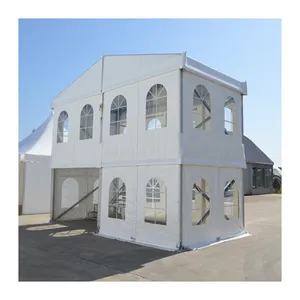 خيمة ذات تصميم حديث مكونة من طبقتين ومزودة بحامل على شكل دورين ومزودة بمعدات المناسبات مع الهبوط والسلالم