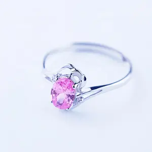 wholesale wedding ring silver adjustable ring 925 sterling silver gemstone ring with pink stone sterling silver 925 jewelry