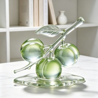 Offre une sculpture personnalisable de fleur de prunier verte en versions extérieures ou de table pour la décoration de la maison, statue en résine de cristal transparente