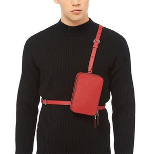 Bolso cruzado de cuero sintético para hombre, bandolera de cuero sintético con logotipo personalizado, color blanco - Product Image 6