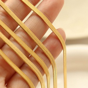 PVD 18K oro Metal Color chapado Hip Hop 2mm 3mm 4mm 5mm 6mm ancho 304 Acero inoxidable plano serpiente hueso cadena collar - Product Image 5