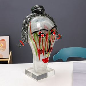 Grande statue abstraite de style <span class=keywords><strong>Picasso</strong></span>, artisanat en verre de Murano, décoration d'intérieur, art émaillé, vase tête visage, soufflé, ornements créatifs, assiette - Product Image 4