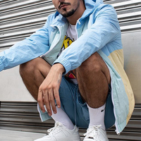 Survêtements de sport en polyester épais à logo personnalisé, taille plus, deux pièces, avec fermeture éclair, coupe-vent, veste coupe-vent pour homme