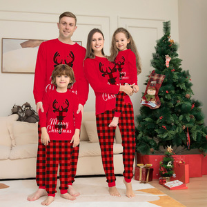 Novo Conjunto de Pijamas de Natal para Pais e Filhos com Estampa de Veado e Xadrez 2026 - Product Image 1