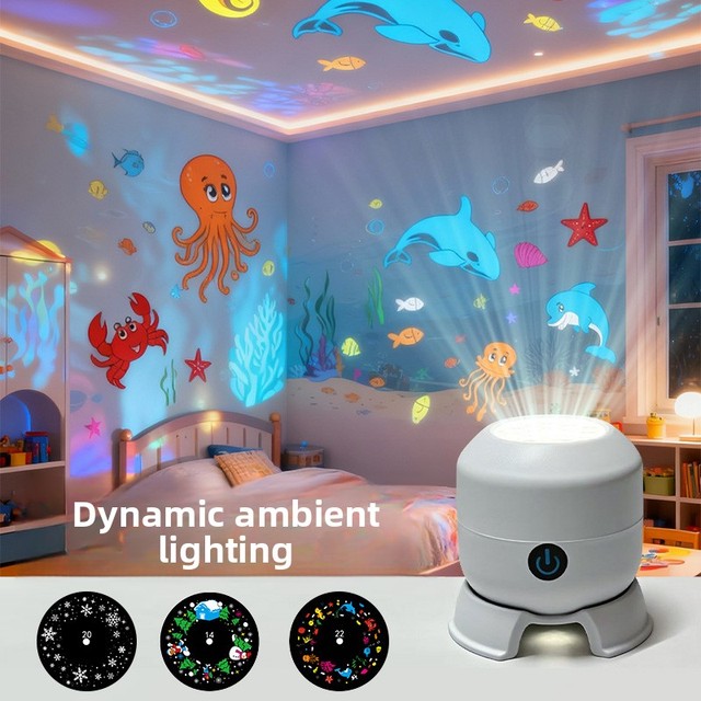 New Rechargeable LED Christmas Snowflake Projector Light Colorful Rotating Holiday Decorative Lamp Halloween Stage Light 16